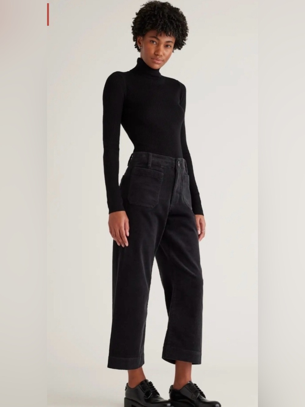 Quince Black Corduroy Wide Leg  Stretch Organic Pants Womens 4